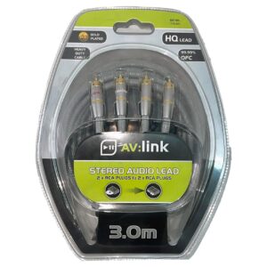 AVLINK Stereo Audio Lead 2 x RCA Plugs to 2 x RCA Plugs (3.0m)