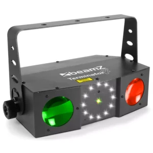 BEAMZ TERMINATOR IV LED DOUBLE MOON WITH LASER AND STROBE 12x 1W RGBW