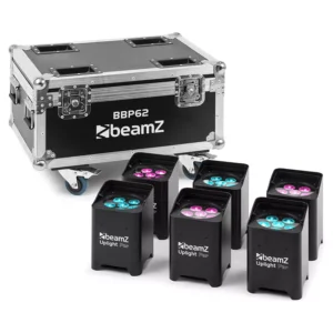 BEAMZ BBP62 LED BATTERY UPLIGHTER IP65 6x 12W RGBAWUV [6 IN A FLIGHTCASE]