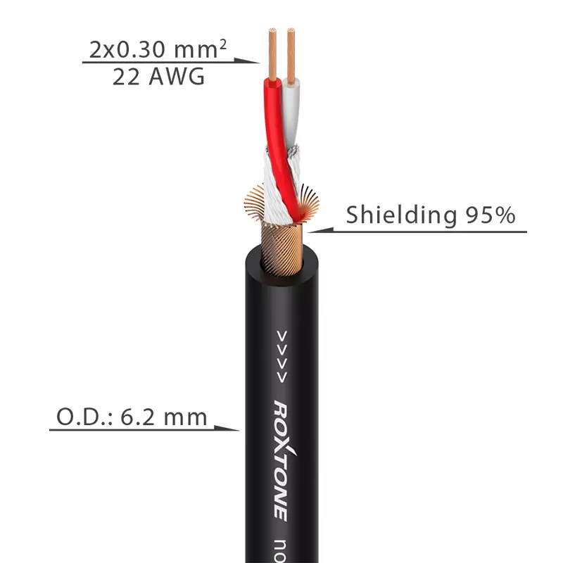 ROXTONE - MICROPHONE CABLE 2CORE + SCREEN BLACK 100M - Image 2